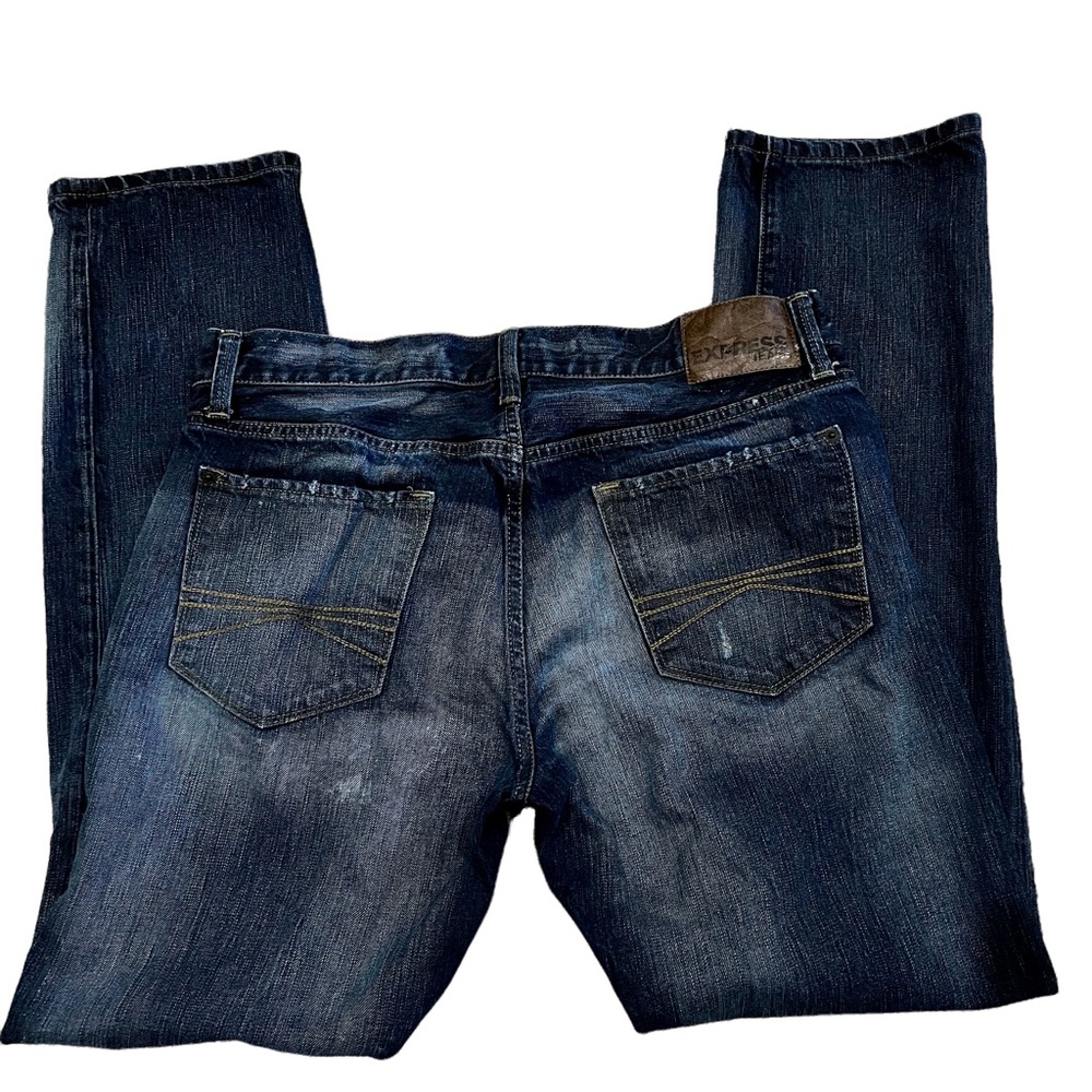 Express Jeans Rocco Slim Fit Skinny Leg Dark Wash Size 33